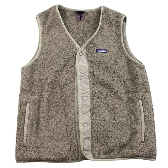 Patagonia Other - Patagonia Los Gatos Vest Men M Tan Fleece Sherpa Snap Button Pockets V-Neck